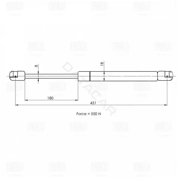 Амортизатор крышки багажника, капота, заднего стекла TRIALLI GS1833