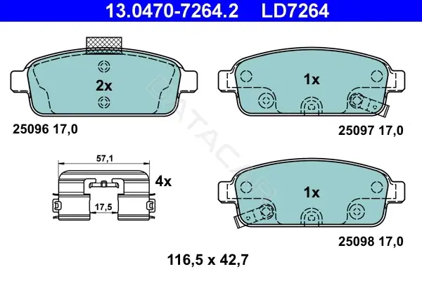 Тормозные колодки ATE 13.0470-7264.2