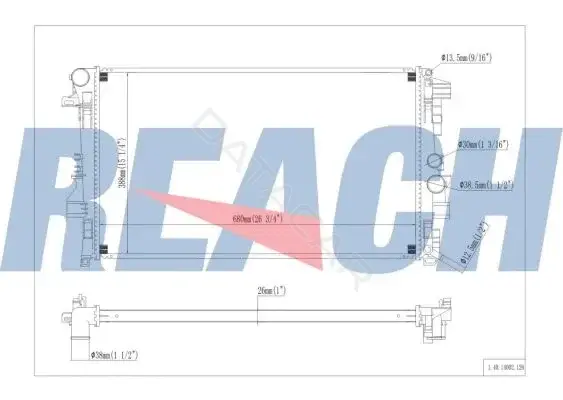 Радиатор охлаждения REACH 1.40.14002.126