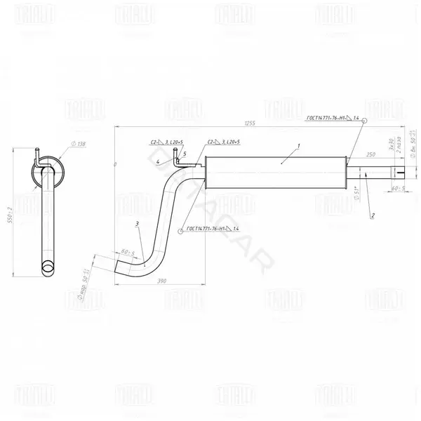 Глушитель выхлопных газов TRIALLI EAM1815
