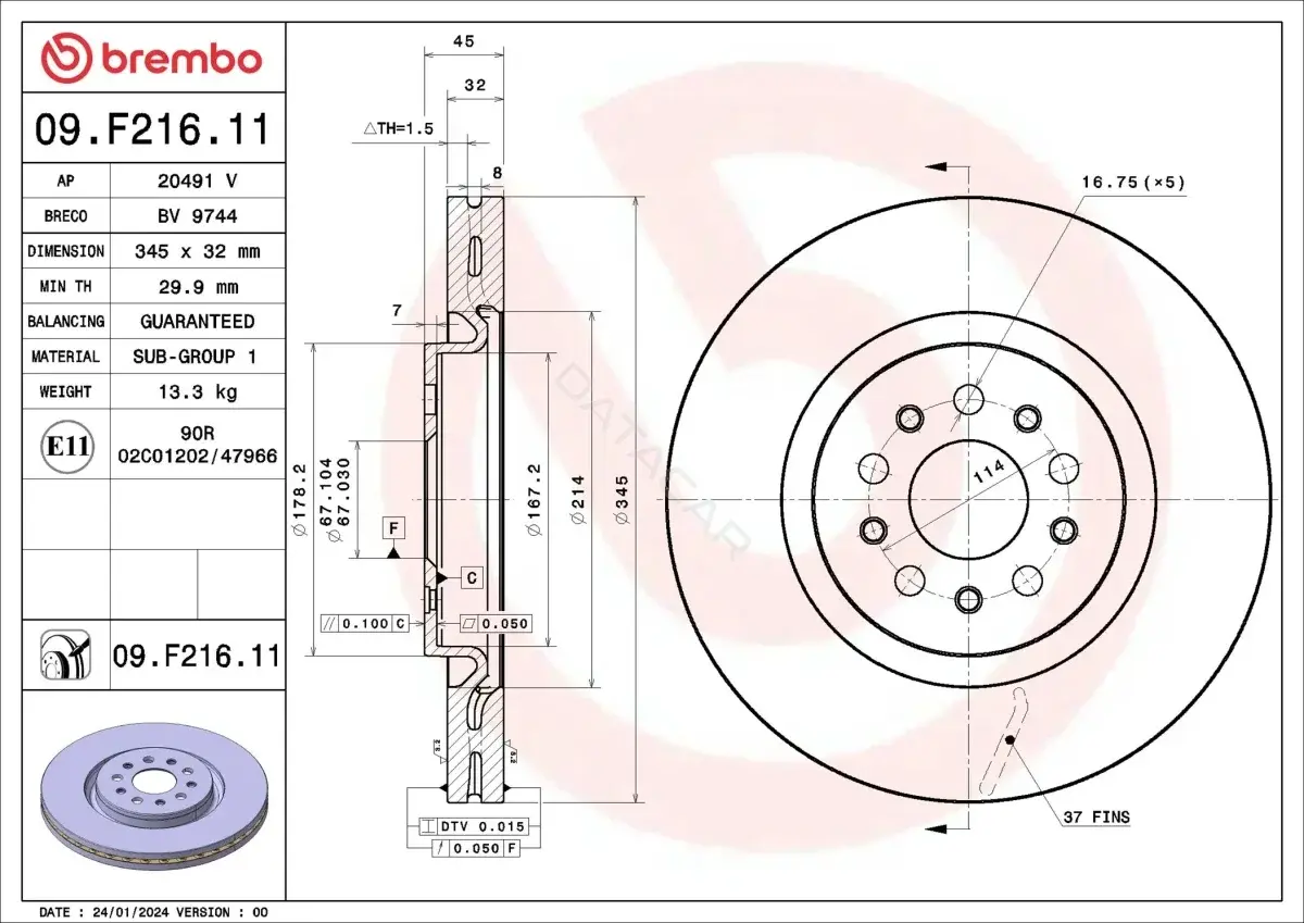 Тормозные диски BREMBO 09.F216.11