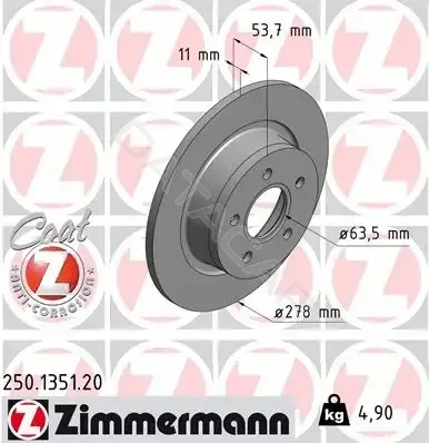 Тормозные диски ZIMMERMANN 250.1351.20