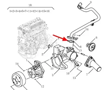 Прокладка трубки охлаждающей жидкости GEELY 1136000137