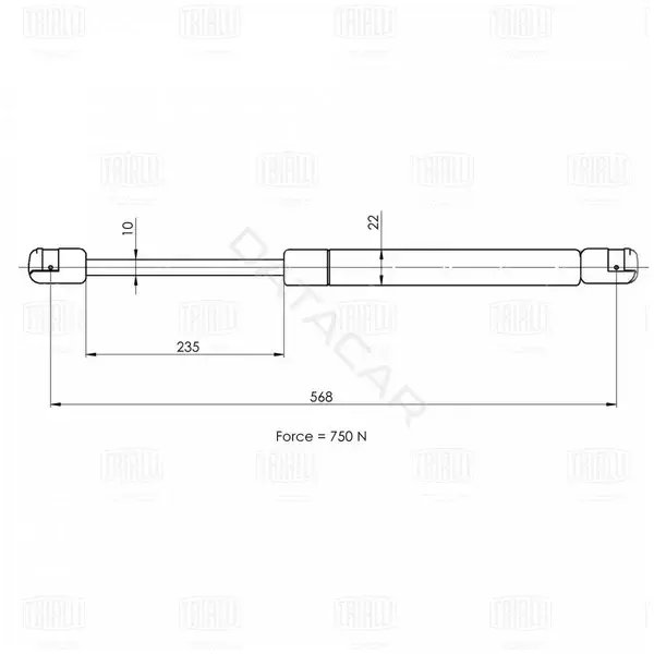 Амортизатор крышки багажника, капота, заднего стекла TRIALLI GS1843