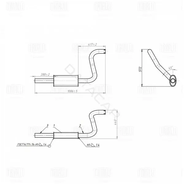 Глушитель выхлопных газов TRIALLI EAM0306