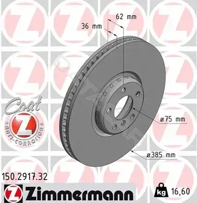 Тормозные диски ZIMMERMANN 150.2917.32