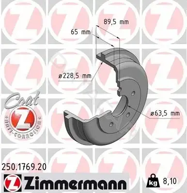 Тормозной барабан ZIMMERMANN 250.1769.20