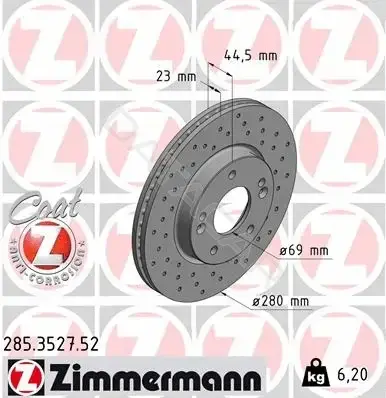 Тормозные диски ZIMMERMANN 285.3527.52