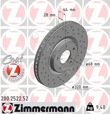 Тормозные диски ZIMMERMANN 200.2522.52
