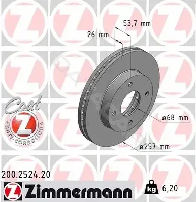 Тормозные диски ZIMMERMANN 200.2524.20