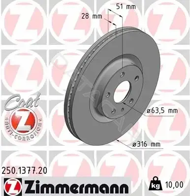 Тормозные диски ZIMMERMANN 250.1377.20