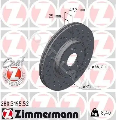 Тормозные диски ZIMMERMANN 280.3195.52