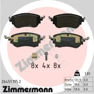Тормозные колодки ZIMMERMANN 26451.195.2