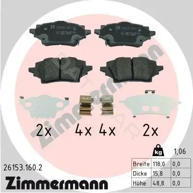 Тормозные колодки ZIMMERMANN 26153.160.2