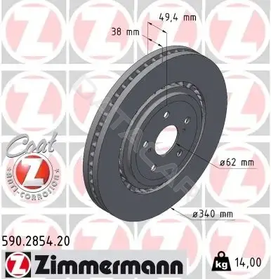 Тормозные диски ZIMMERMANN 590.2854.20