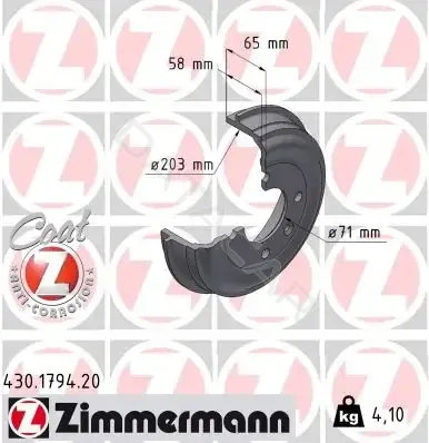 Тормозной барабан ZIMMERMANN 430.1794.20