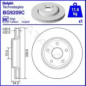 Тормозные диски DELPHI BG9209C
