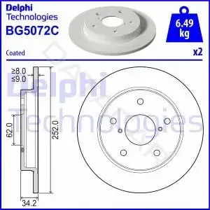 Тормозные диски DELPHI BG5072C