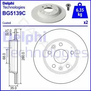 Тормозные диски DELPHI BG5139C