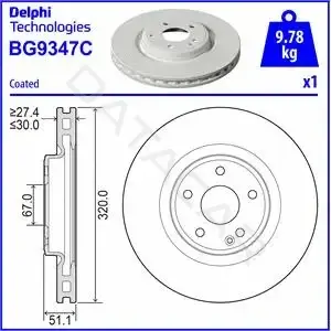 Тормозные диски DELPHI BG9347C