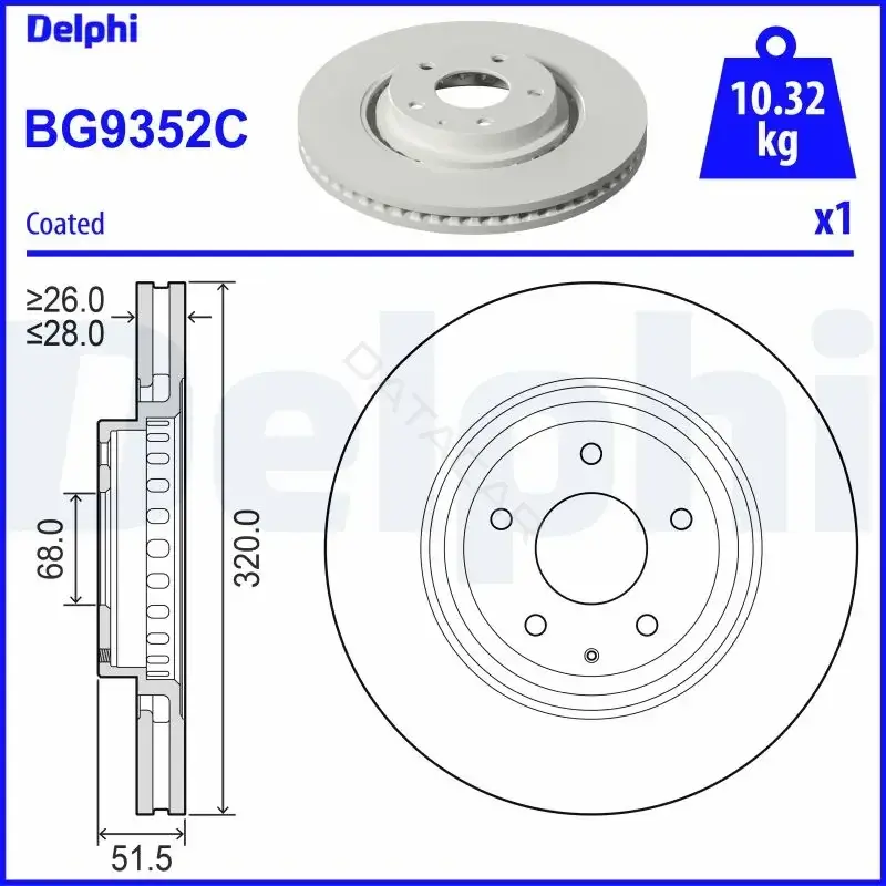 Тормозные диски DELPHI BG9352C
