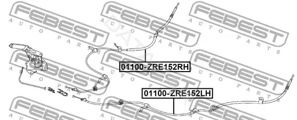 Трос ручника FEBEST 01100-ZRE152LH