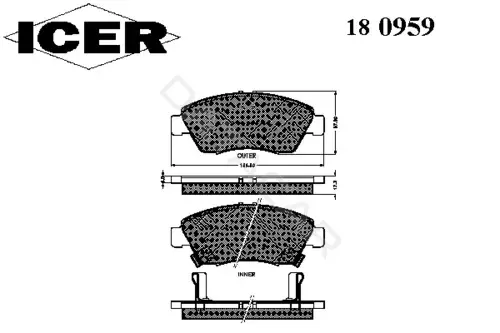 Тормозные колодки ICER 180959