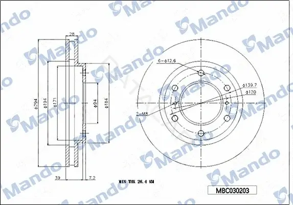 Тормозные диски MANDO MBC030203