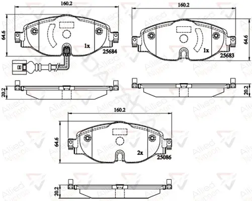 Тормозные колодки ALLIED NIPPON ADB12158