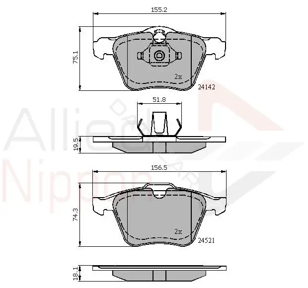 Тормозные колодки ALLIED NIPPON ADB01608