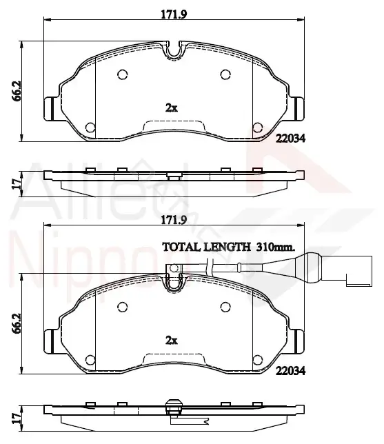 Тормозные колодки ALLIED NIPPON ADB22214