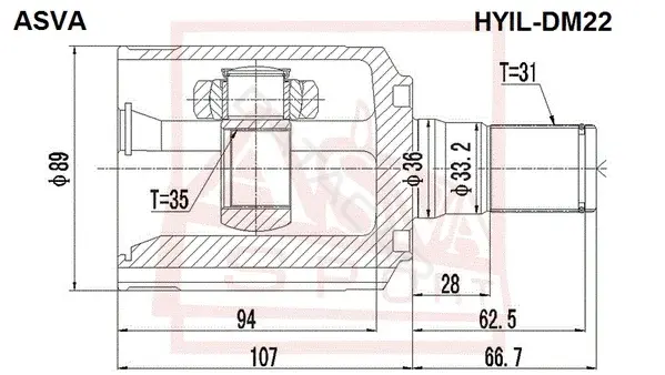 Шрус ASVA HYIL-DM22
