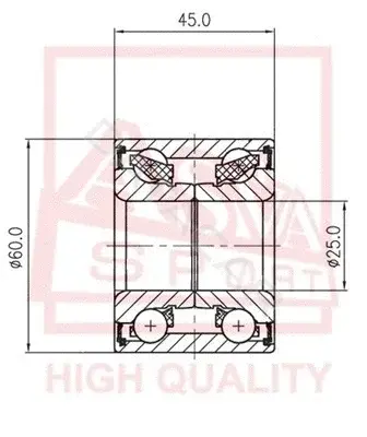 Подшипник ступицы ASVA DAC25600045