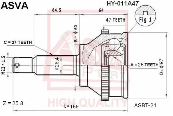 Шрус ASVA HY-011A47