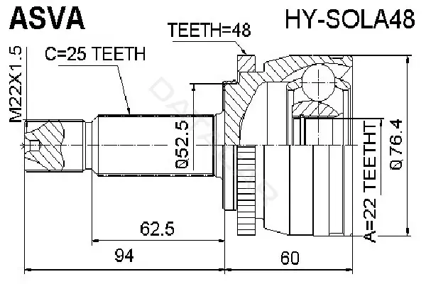 Шрус ASVA HY-SOLA48