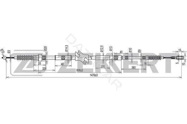 Трос ручника ZEKKERT BZ-1217