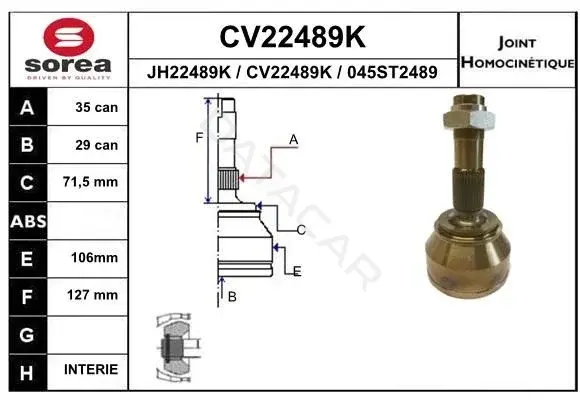 Шрус EAI CV22489K