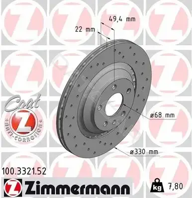 Тормозные диски ZIMMERMANN 100.3321.52
