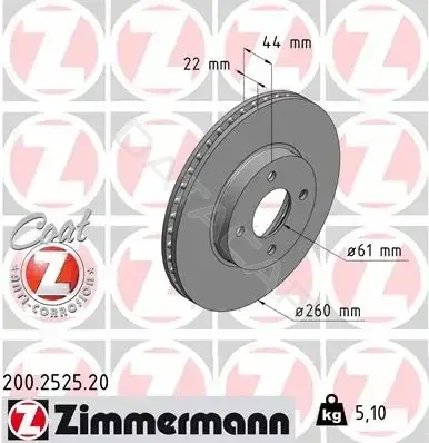 Тормозные диски ZIMMERMANN 200.2525.20