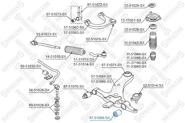 Сайлентблок рычага STELLOX 87-51069-SX