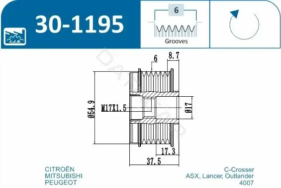 Шкив генератора IJS GROUP 30-1195