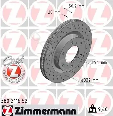 Тормозные диски ZIMMERMANN 380.2116.52