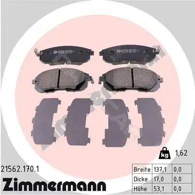 Тормозные колодки ZIMMERMANN 21562.170.1