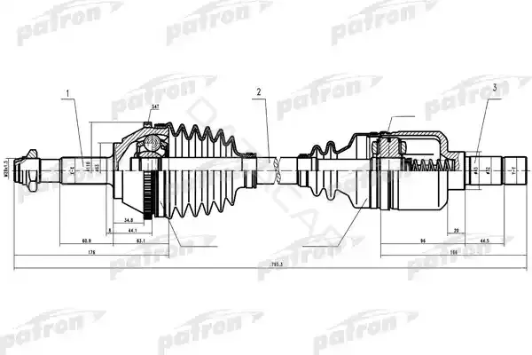 Приводной вал / Полуось PATRON PDS0086