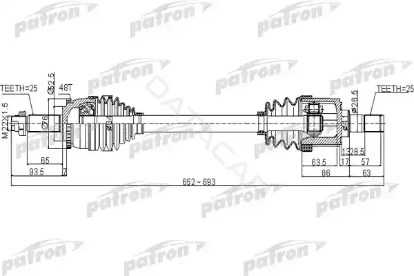Приводной вал / Полуось PATRON PDS0504
