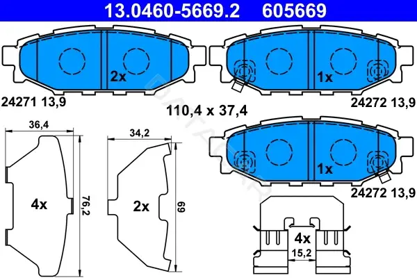 Тормозные колодки ATE 13.0460-5669.2