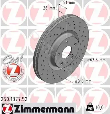 Тормозные диски ZIMMERMANN 250.1377.52