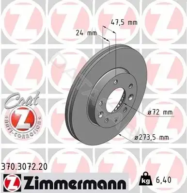 Тормозные диски ZIMMERMANN 370.3072.20