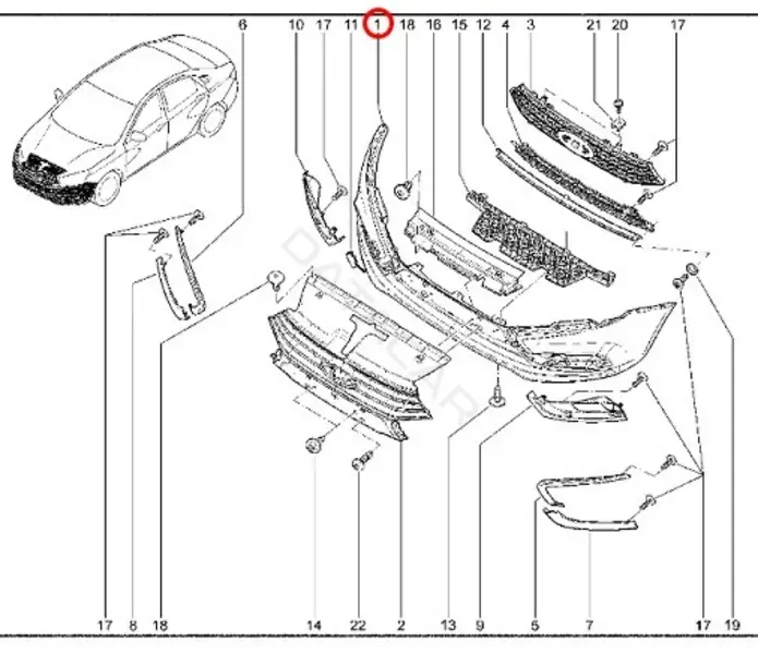 Передний бампер LADA 8450006666