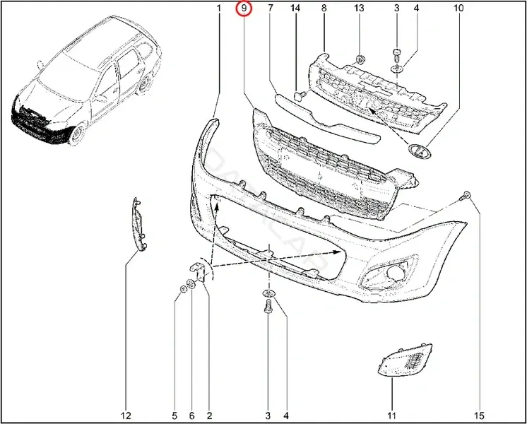Решетка бампера / заглушка LADA 21920280305700